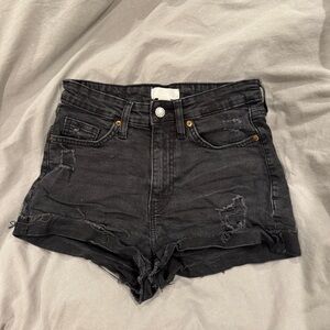 Women's Black Distressed Denim Shorts